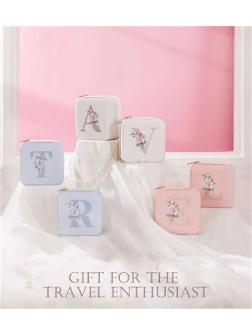 Pink Mini Travel Jewelry Box Organizer Case Necklace Earring Ring Bracelet Gift